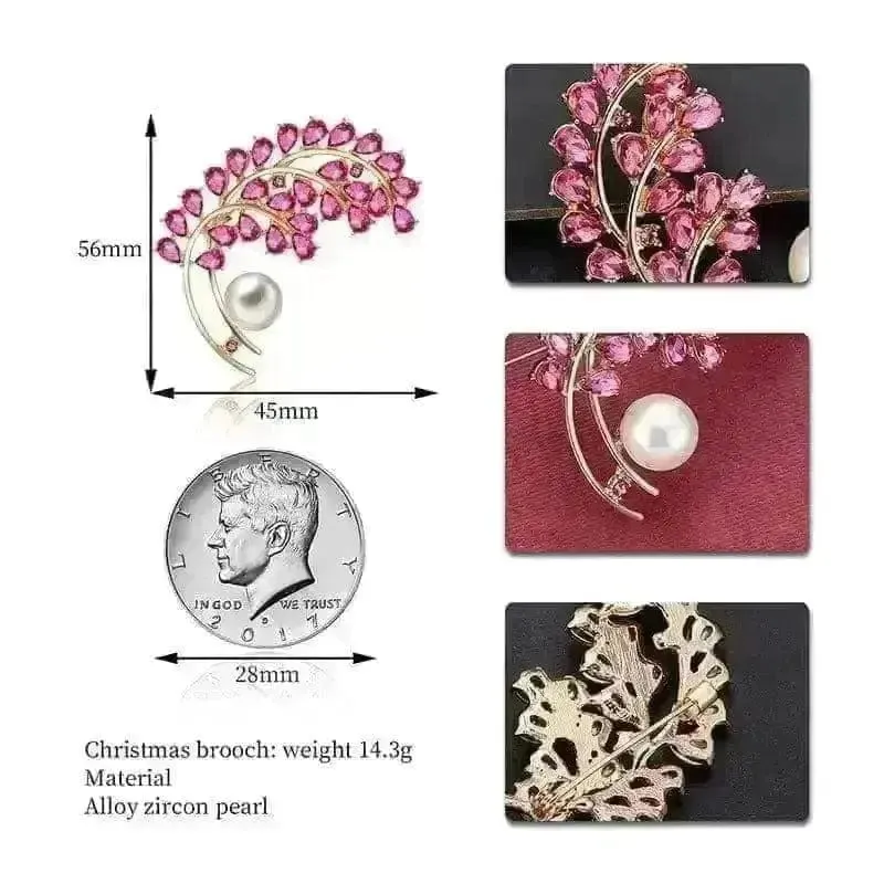Shop Pink Floral Pearl Brooches with Inlaid Design