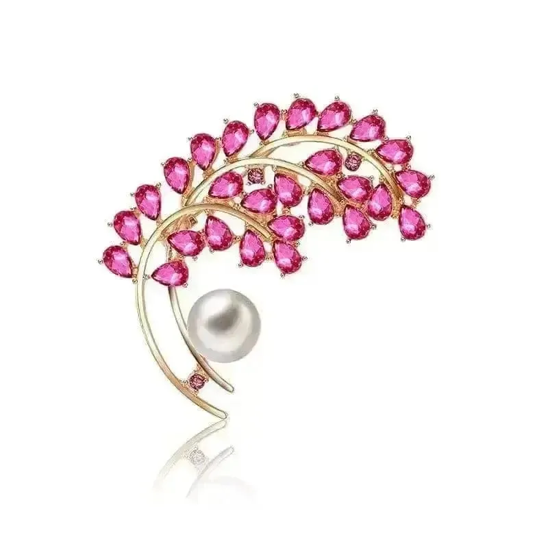 Shop Pink Floral Pearl Brooches with Inlaid Design