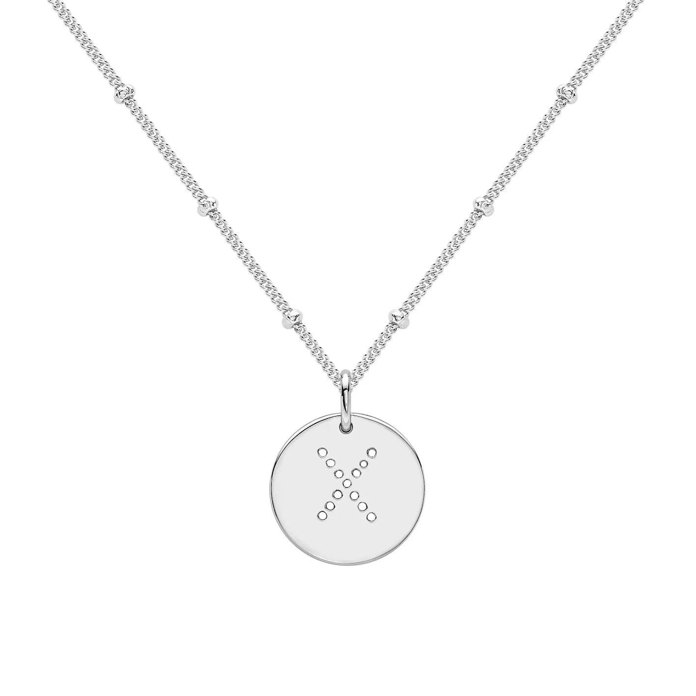 Silver Alphabet X Necklace