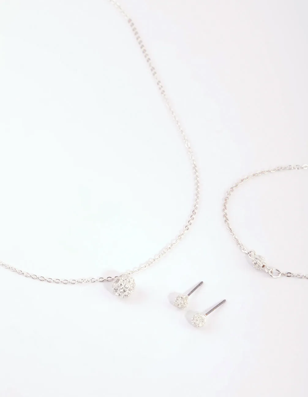 Silver Cubic Zirconia Necklace Bracelet & Earrings Set