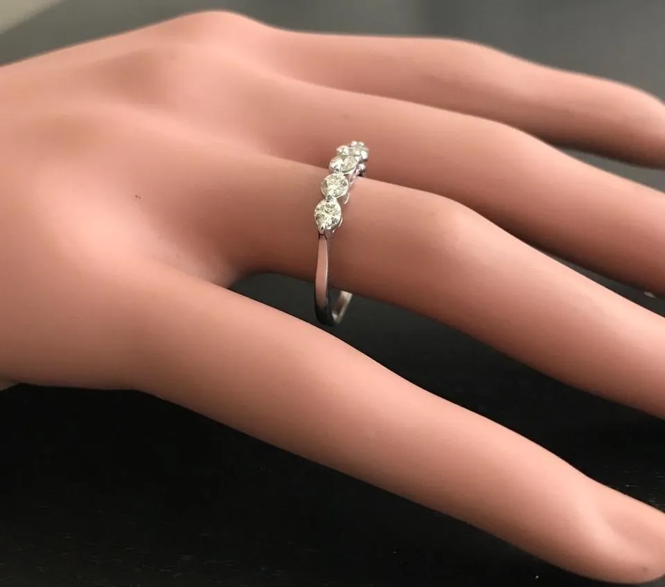 Splendid 0.90 Carats Natural Diamond 14K Solid White Gold Ring