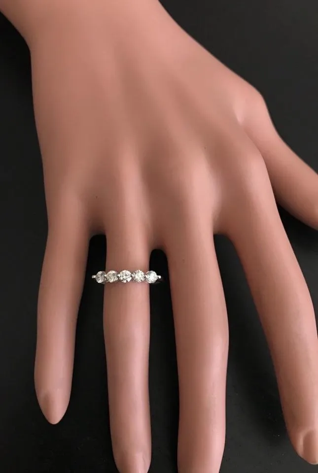 Splendid 0.90 Carats Natural Diamond 14K Solid White Gold Ring