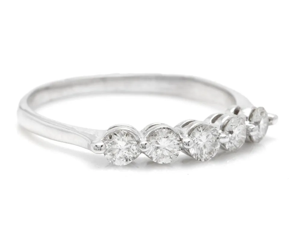 Splendid 0.90 Carats Natural Diamond 14K Solid White Gold Ring