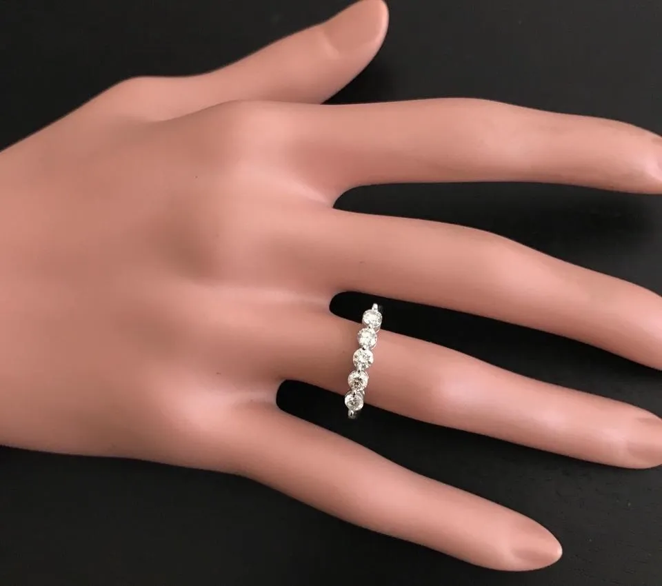 Splendid 0.90 Carats Natural Diamond 14K Solid White Gold Ring