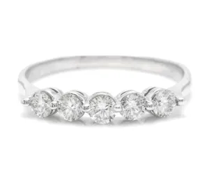 Splendid 0.90 Carats Natural Diamond 14K Solid White Gold Ring