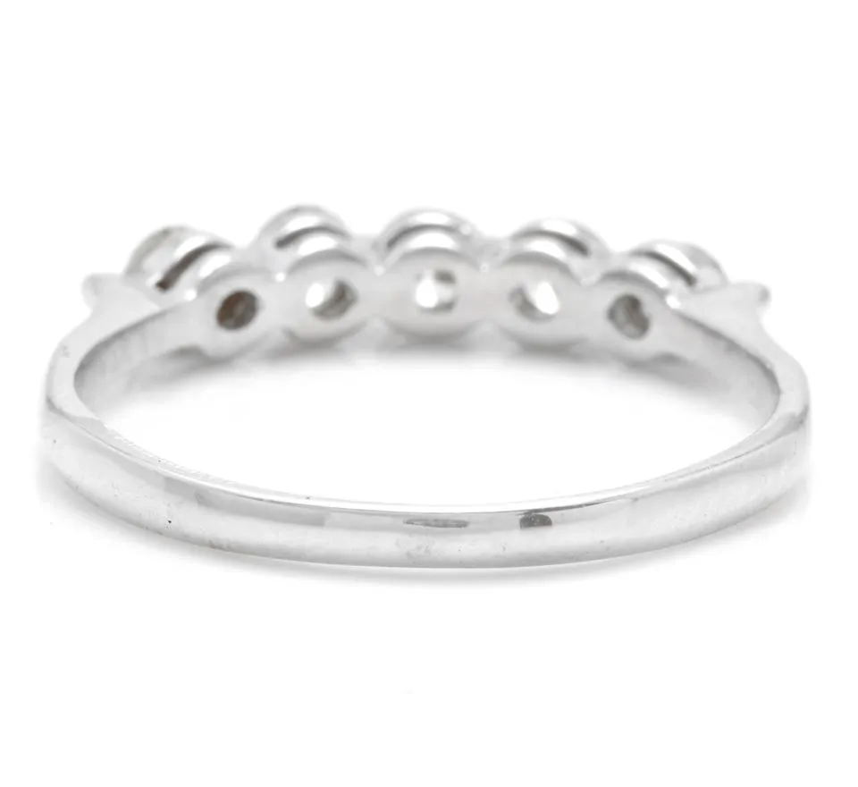 Splendid 0.90 Carats Natural Diamond 14K Solid White Gold Ring