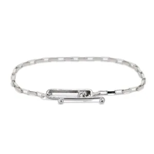 Sterling Silver Box Chain Bracelet with Handmade Toggle Closure