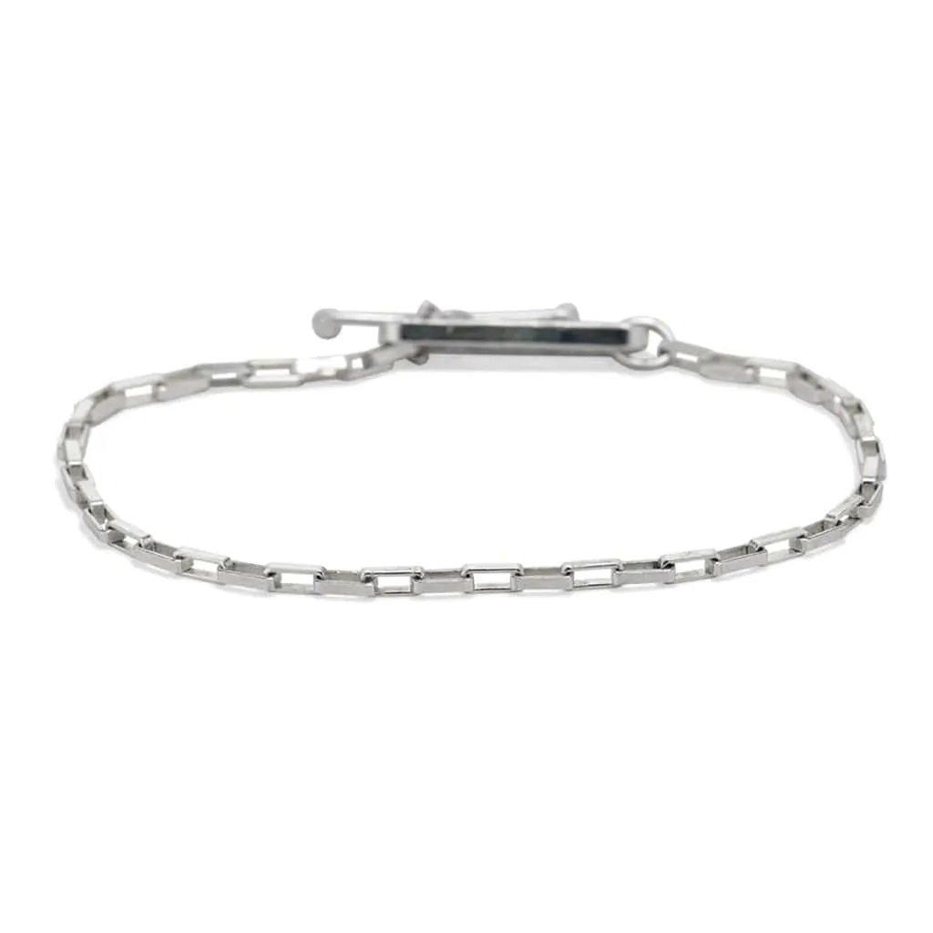 Sterling Silver Box Chain Bracelet with Handmade Toggle Closure
