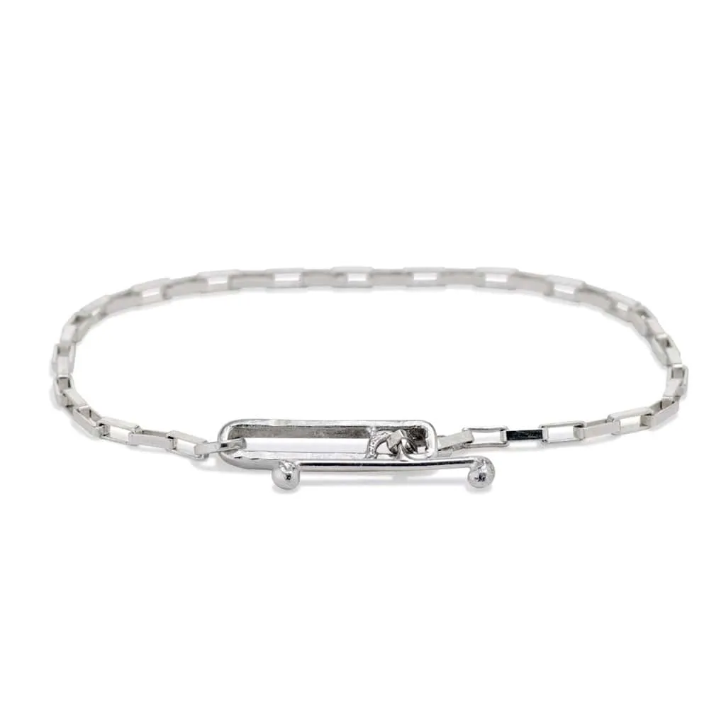 Sterling Silver Box Chain Bracelet with Handmade Toggle Closure