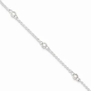 Sterling Silver Polished & Textured Childrens Bracelet