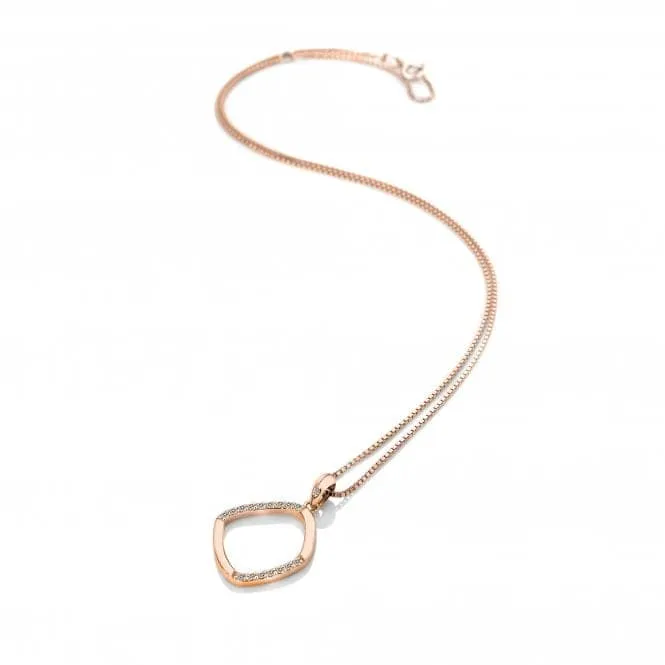 Sterling Silver Rose Gold Behold White Topaz Large Pendant DP783