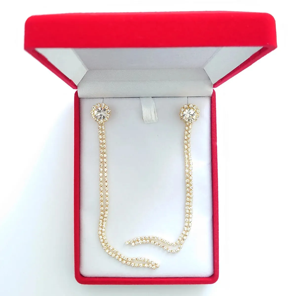 Swarovski Crystals Rosetta Long Drop Earrings