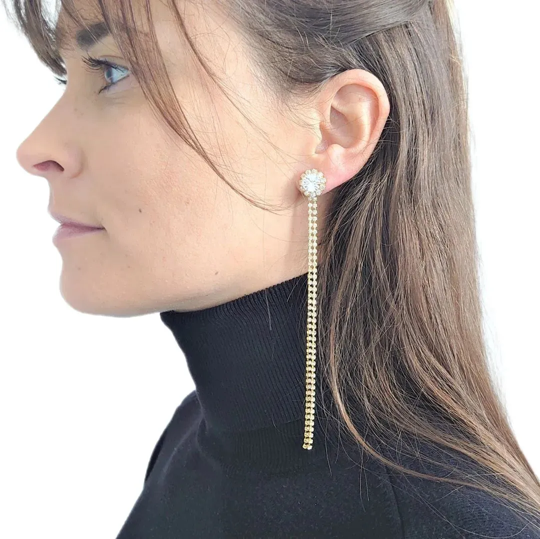 Swarovski Crystals Rosetta Long Drop Earrings