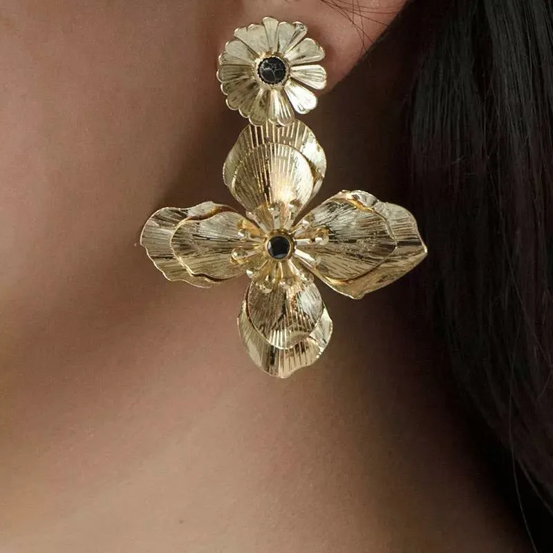 Tammi Double Flower Drop Earrings