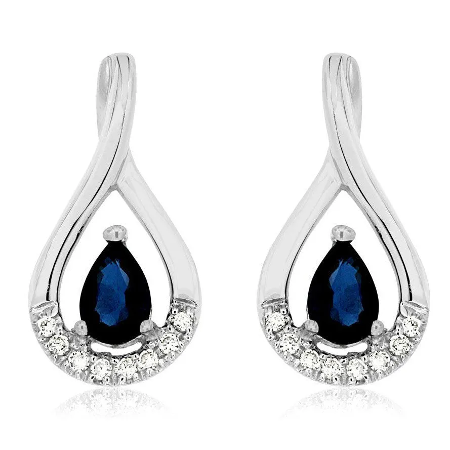 Teardrop Sapphire and Diamond Earrings