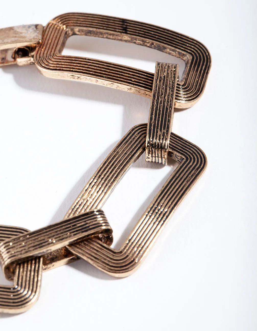 Textured Rectangle Link Bracelet