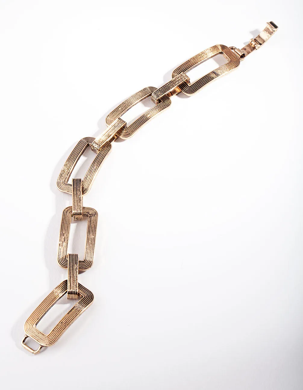 Textured Rectangle Link Bracelet