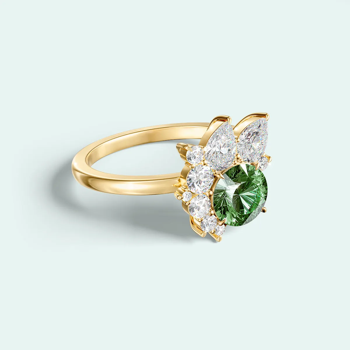 The Estrella Ring - Diamonds   Emerald