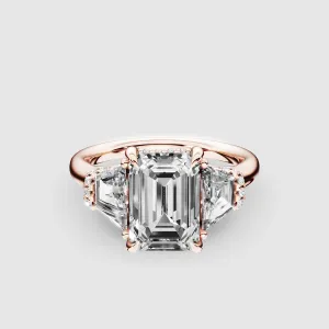 The Hidden Halo Classic Triad Ring-Emerald Cut