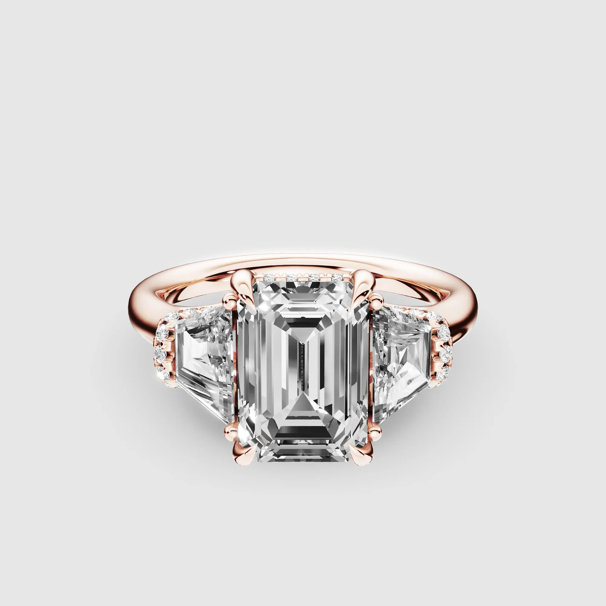 The Hidden Halo Classic Triad Ring-Emerald Cut