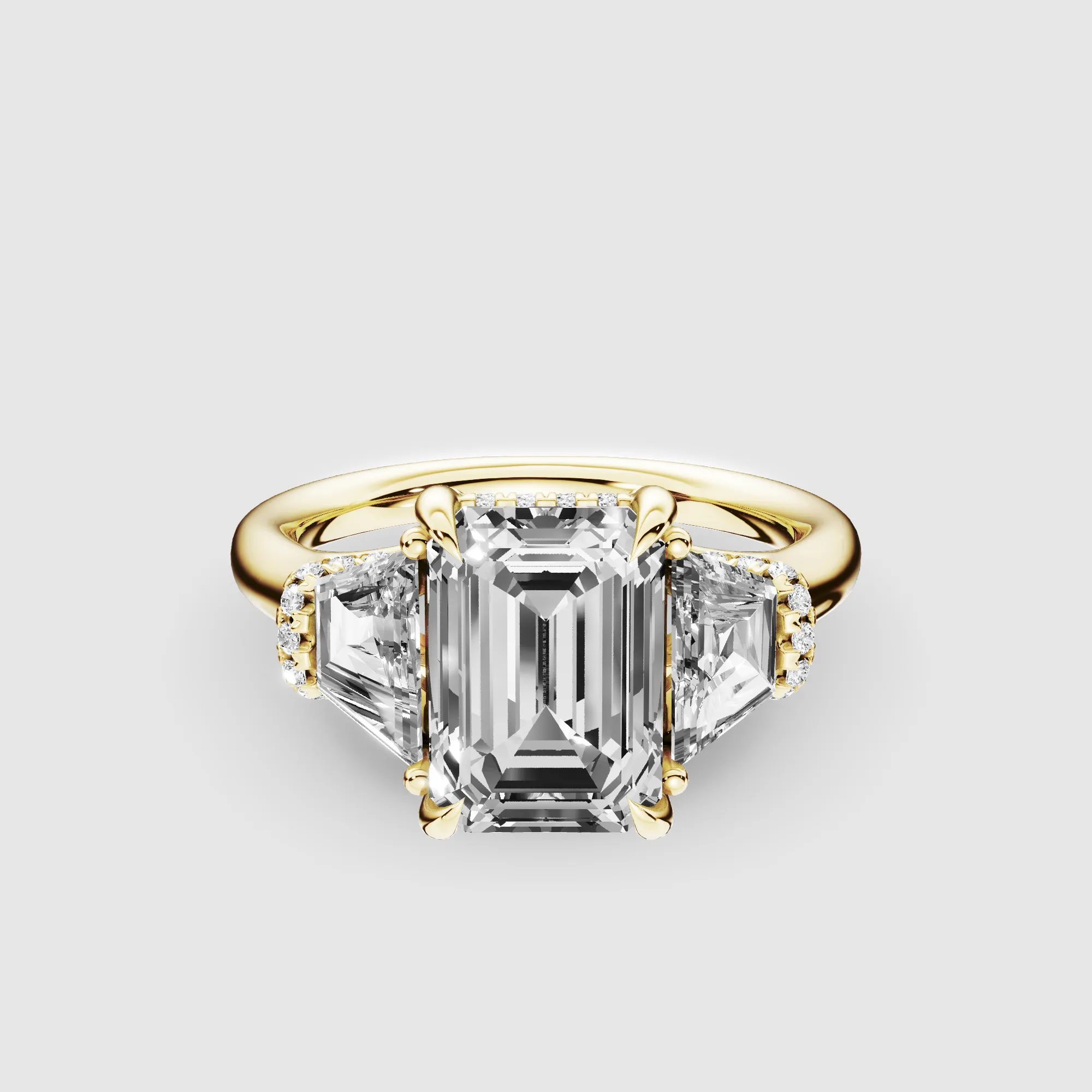 The Hidden Halo Classic Triad Ring-Emerald Cut