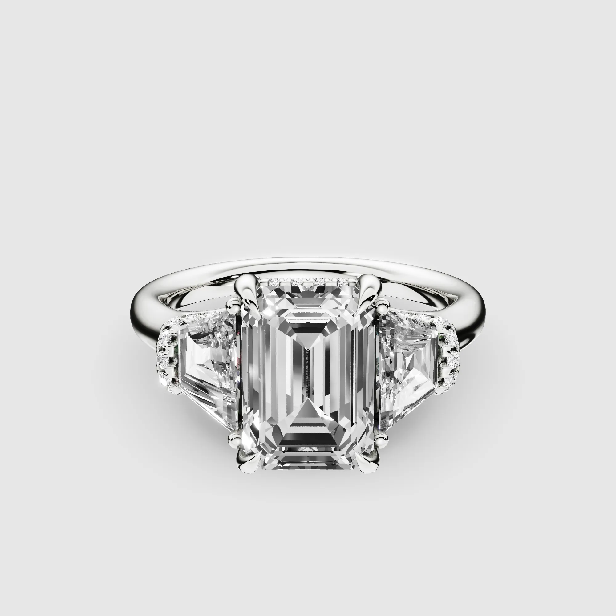 The Hidden Halo Classic Triad Ring-Emerald Cut