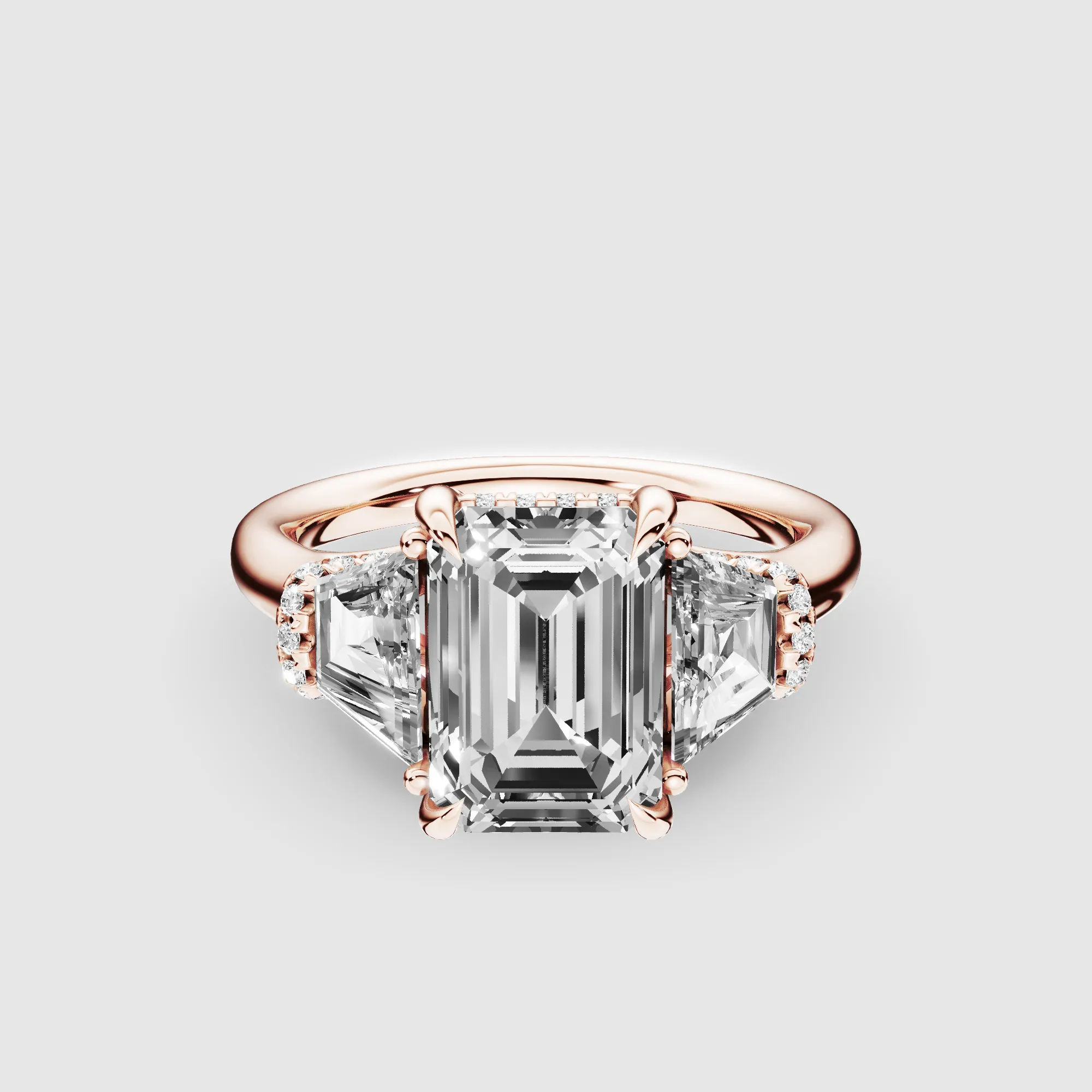 The Hidden Halo Classic Triad Ring-Emerald Cut