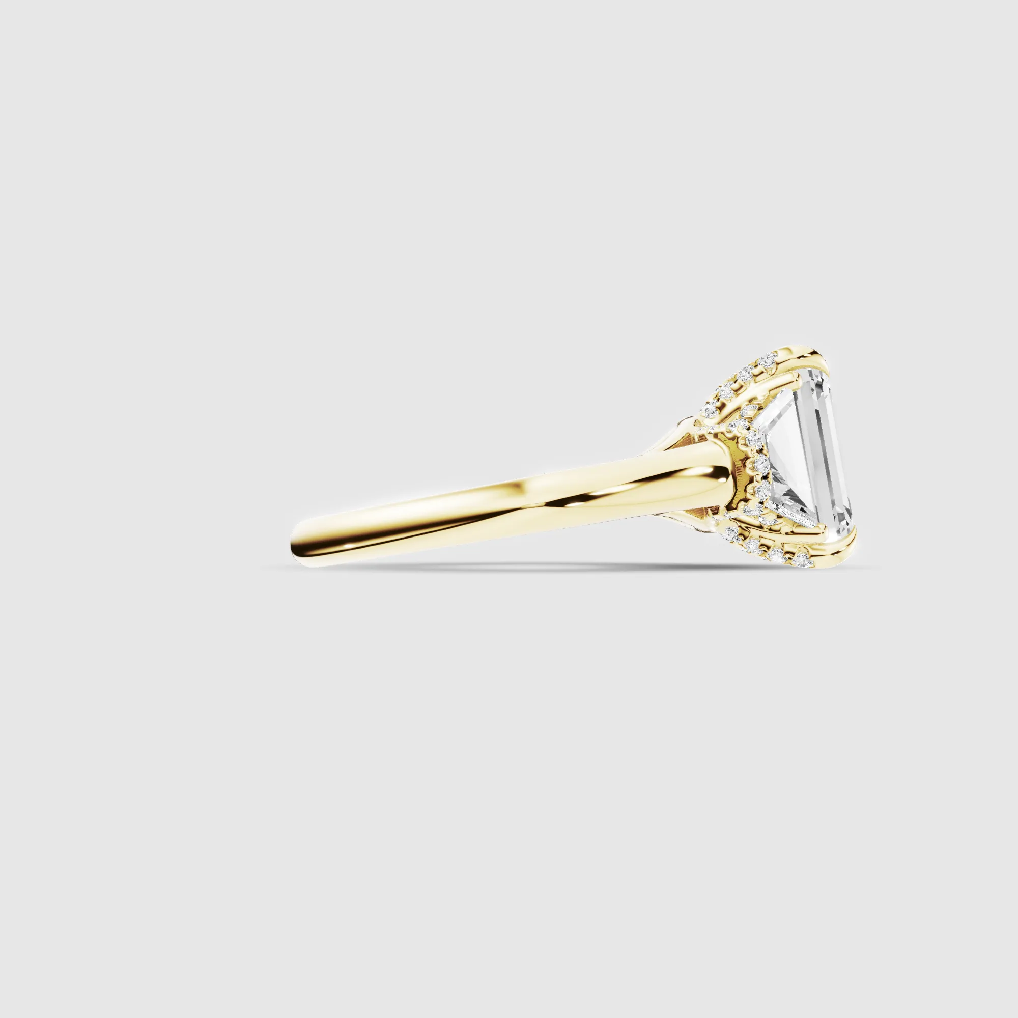 The Hidden Halo Classic Triad Ring-Emerald Cut