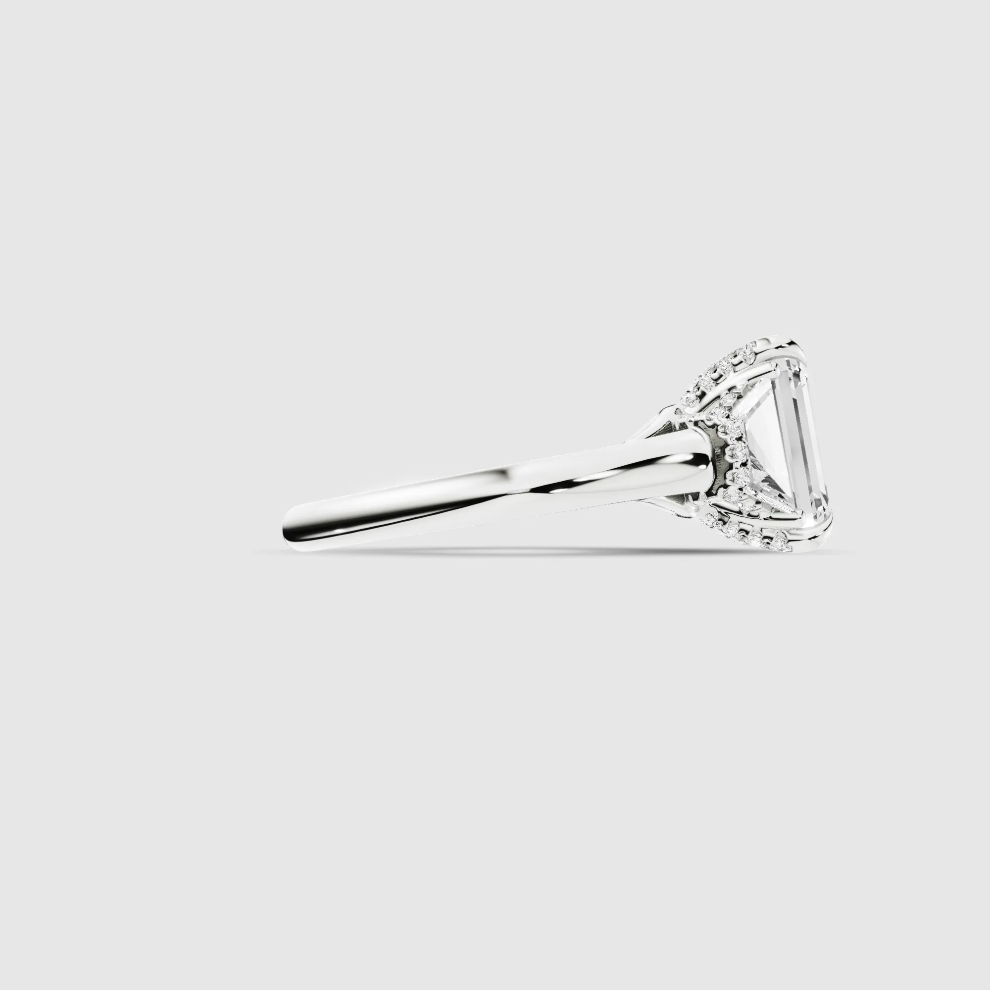 The Hidden Halo Classic Triad Ring-Emerald Cut