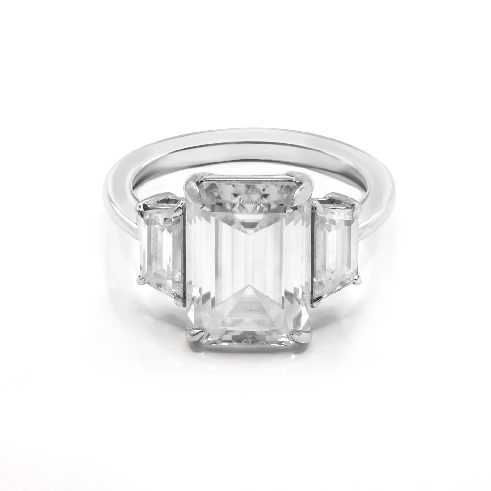 Triple Moissanite Emerald Ring - 18ct Gold