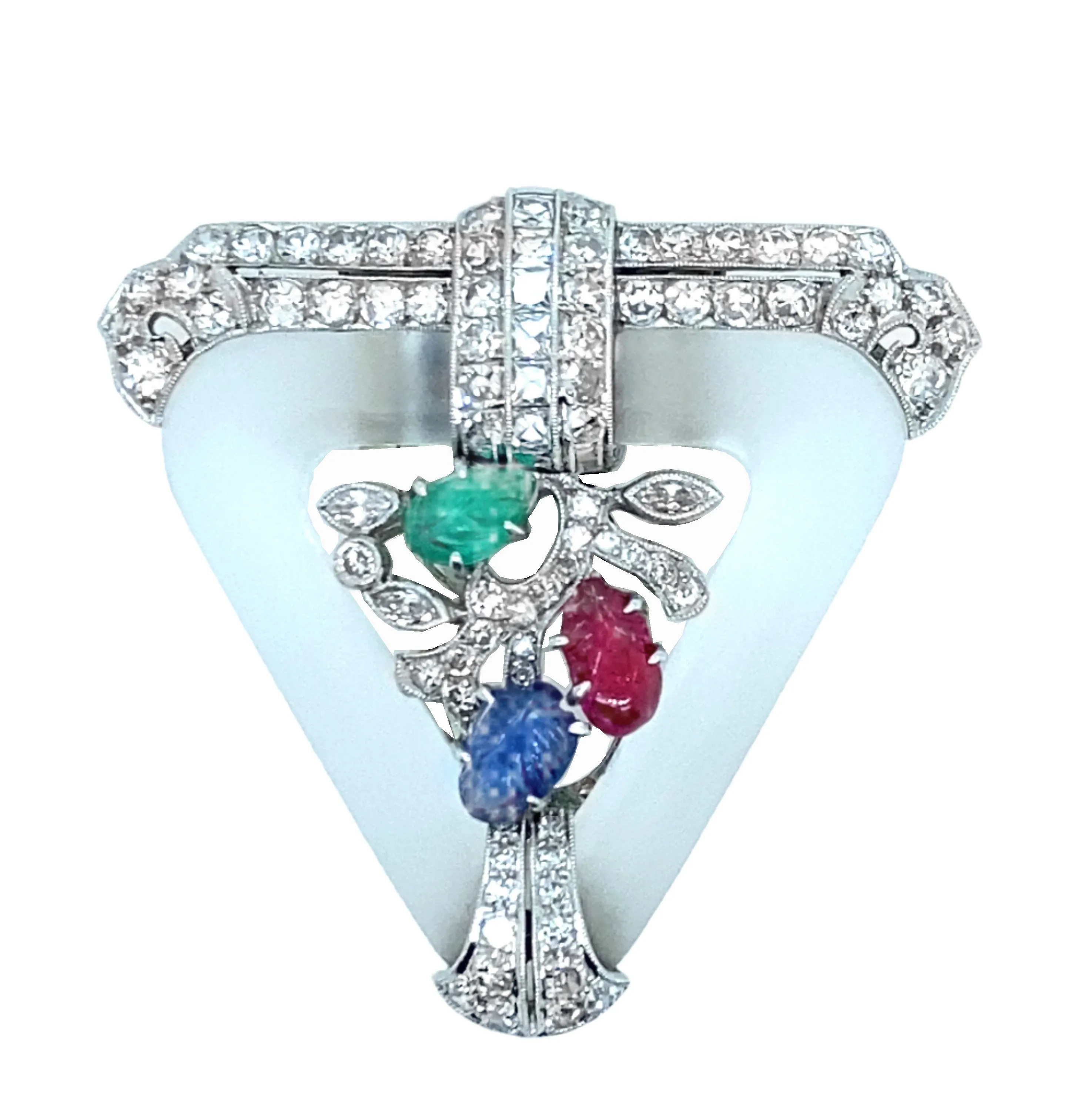 Tutti frutti, Art Déco, platinum, diamond, ruby, sapphire and emerald brooch, 1930.