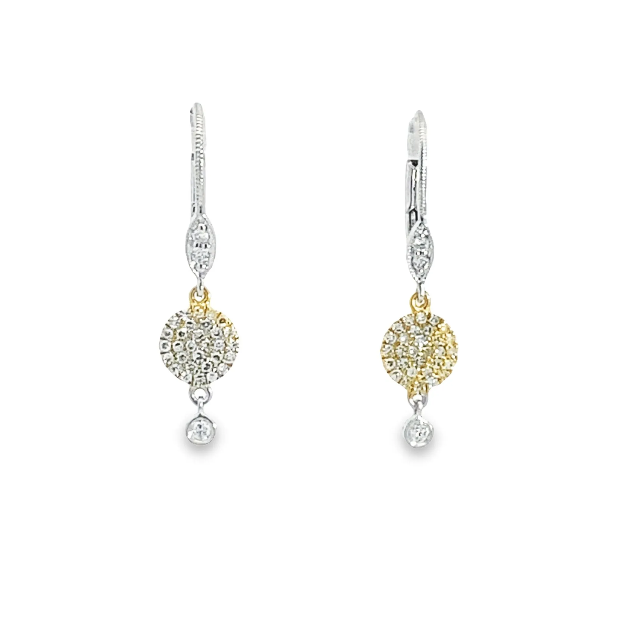Two-Tone Diamond Disk and Bezel Earrings