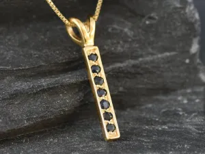 Vertical Sapphire Pendant - Natural Sapphire Necklace, Gold Sapphire Pendant