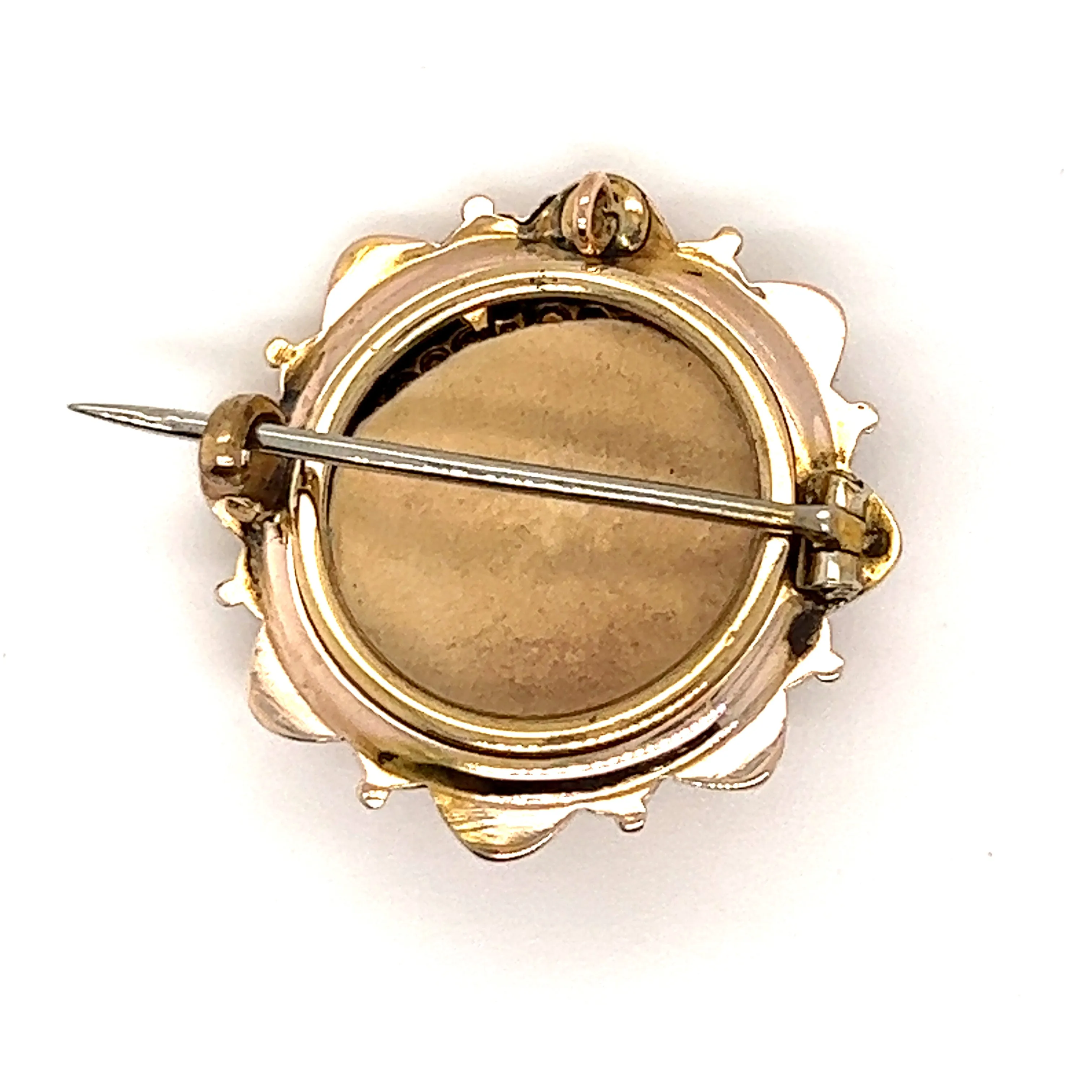 Vintage 9ct Yellow Gold Ruby & Seed Pearl Brooch