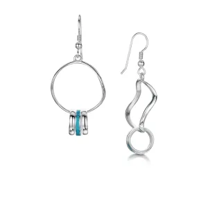 Wave Surfers Enamel Drop Earrings in Sterling Silver