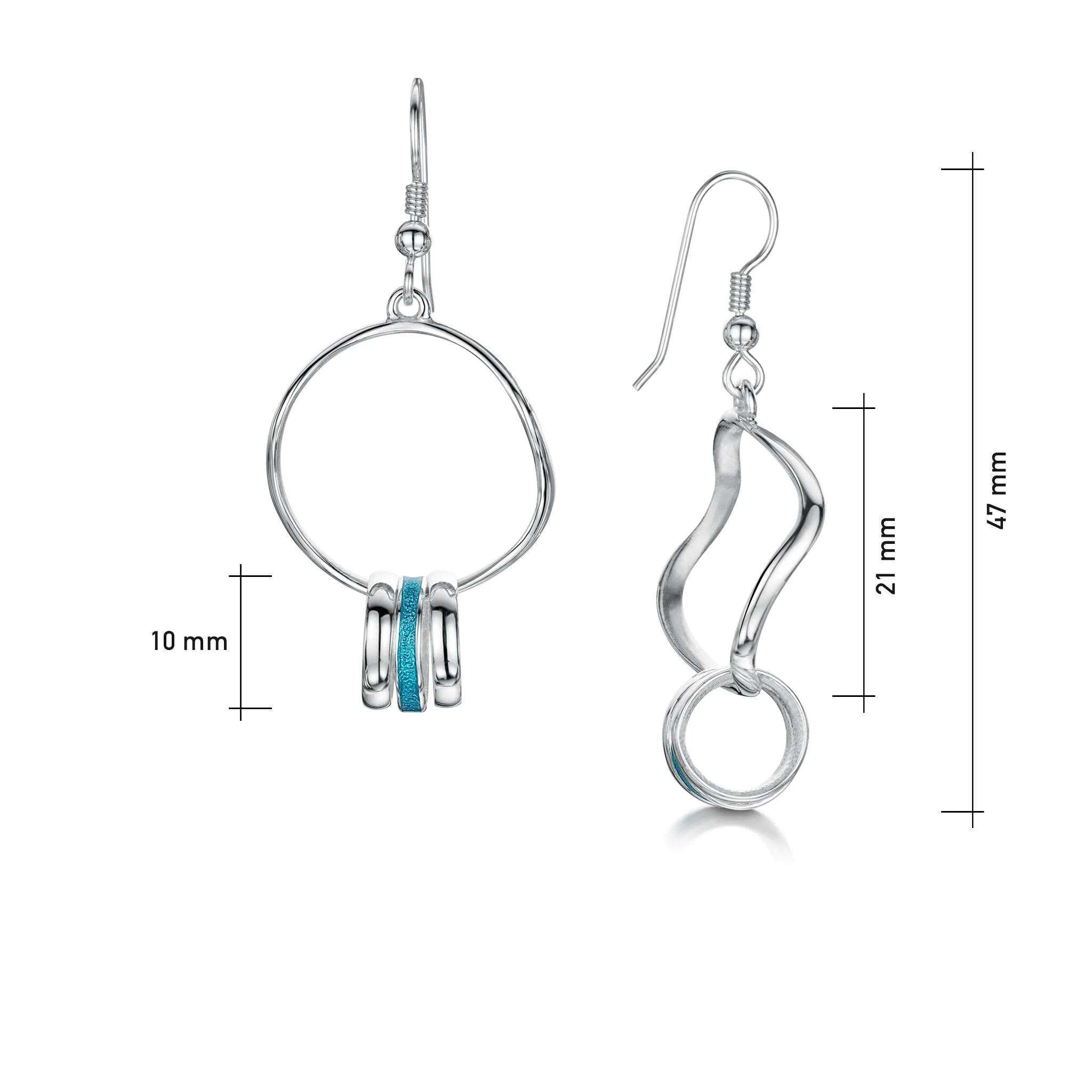 Wave Surfers Enamel Drop Earrings in Sterling Silver