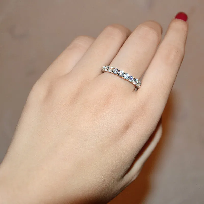Wedding 3mm 0.1 Carat Round CZ White Gold Plated Simulated Diamond Eternity Ring Bands New Jewelry for Women