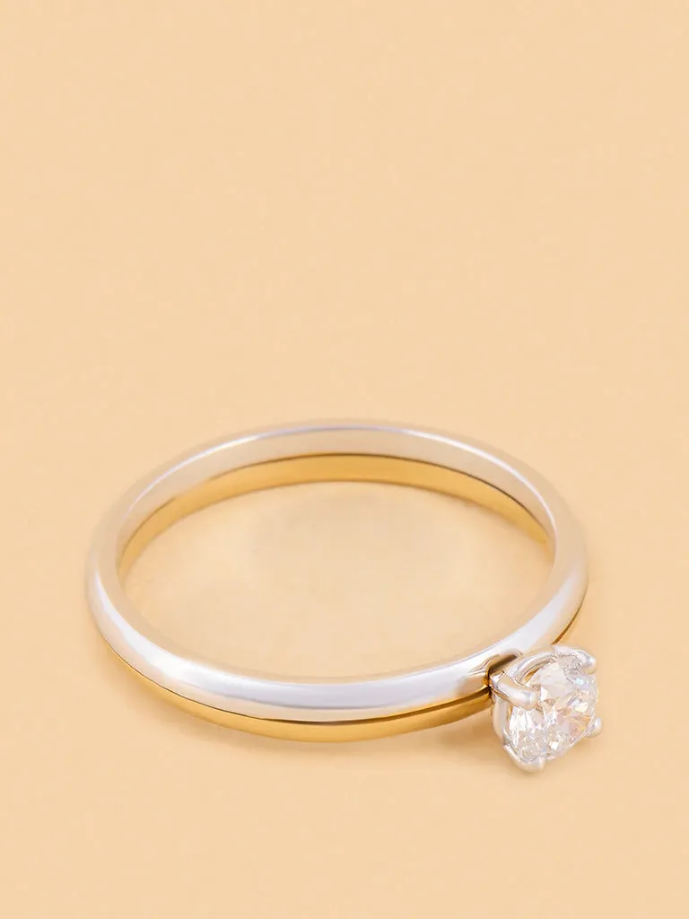 Westside X Pome Classic Dual Tone Solitaire Lab Diamond Ring