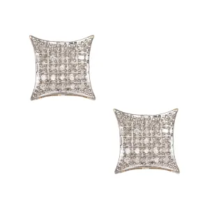 Women's Micro-Pavé Concave Square Diamond Stud Earrings 0.16ct 10K Yellow Gold